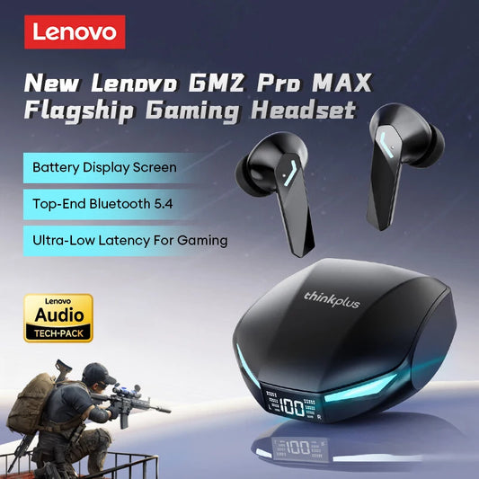 Auriculares Lenovo GM2 PRO MAX – Bluetooth 5.4 | Pantalla LED | Cancelación de Ruido | Gaming y Deporte